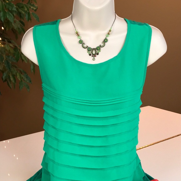 💐DANA BUCHMAN GREEN LAYERED TOP SIZE XL💐 - Picture 5 of 14